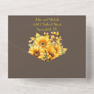 Invitation Tout En Un Tournesol rustique, mariage jaune et marron