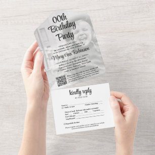 Invitation Tout En Un TOUT Anniversaire QR Code RSVP et couverture photo