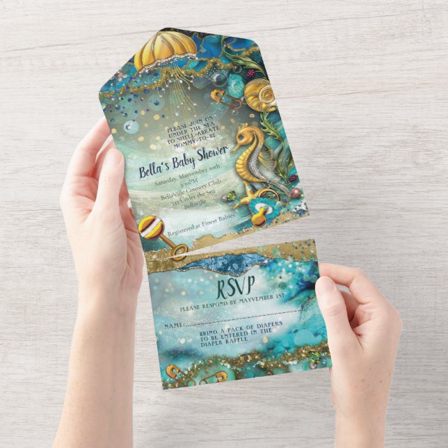 Invitation Tout En Un TOUT EN UN BABY SHOWER Conception d'invitation (Déchirure)