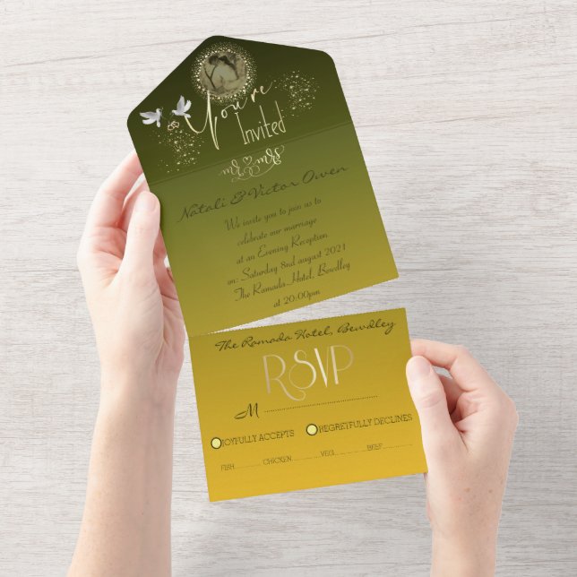 Invitation Tout En Un Tout en un mariage Inviter para boda con foto (Déchirure)