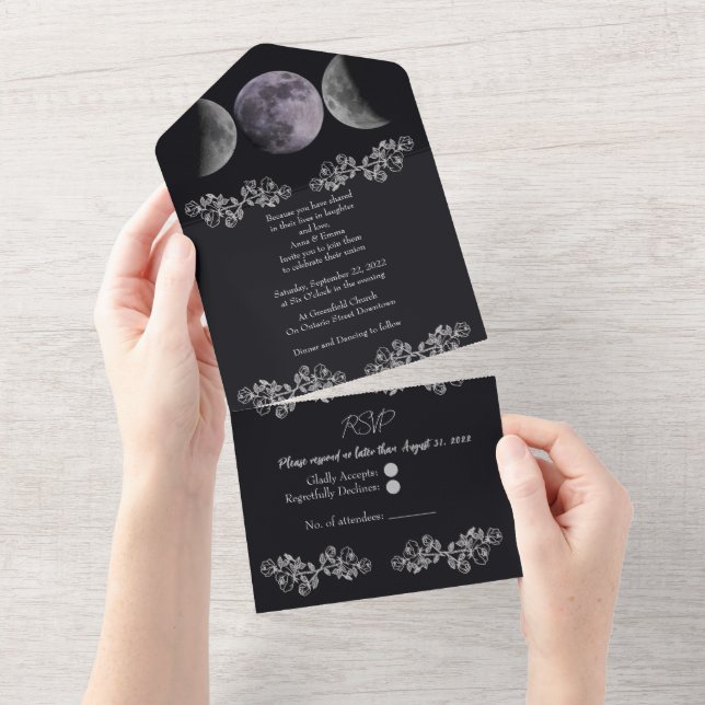 Invitation Tout En Un Triple déesse Lune Tous en un mariage Inviter (Déchirure)