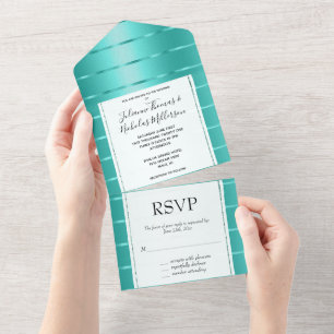 Invitation Tout En Un Turquoise Mint Green  Mariage