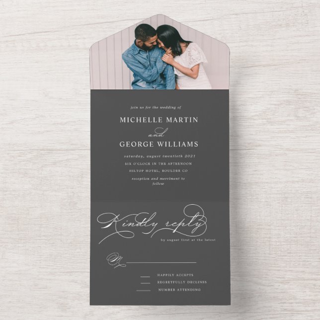 Invitation Tout En Un Typographie luxueuse (pas d'ENV nécessaire) (À l'intérieur)