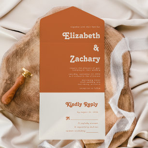 Invitation Tout En Un Typographie minimaliste moderne Brûlé Orange