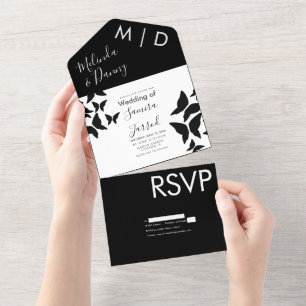 Invitation Tout En Un Typographie noir blanc