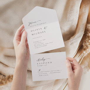 Invitation Tout En Un Typographie simple et élégante Mariage moderne