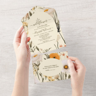 Invitation Tout En Un Un petit Baby shower de fille Fleur sauvage