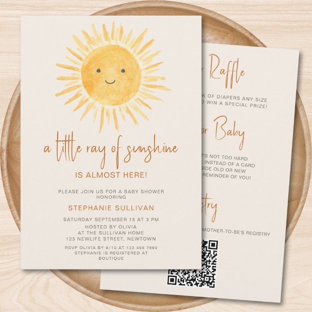 Invitation Tout en un Un petit rayon de soleil Baby shower (Créateur téléchargé)