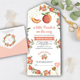Invitation Tout En Un Une petite pêche arrive Baby Shower