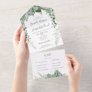 Invitation Tout En Un Une verdure succulente   Sceller et envoyer