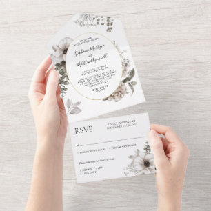 Invitation Tout En Un Unique Mariage botanique moderne