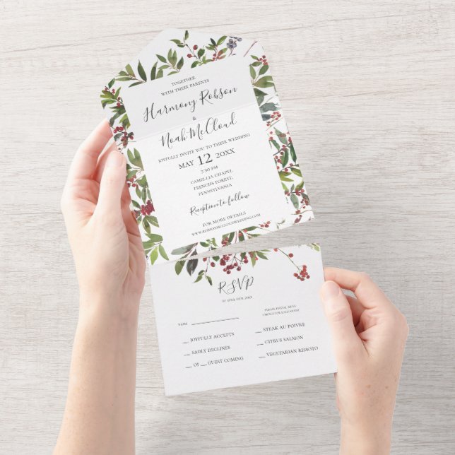 Invitation Tout En Un Vacances Chic Botanique | Sceau Blanc Et Envoi (Déchirure)