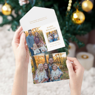 Invitation Tout En Un Vacances Joyeuses Or Moderne Deux photos