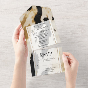 Invitation Tout En Un Vachette blanche noire