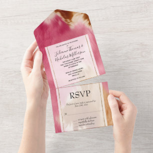 Invitation Tout En Un Vachette Brown d'or rose occidental