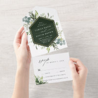 Verdure Aquarelle or Hexagon Mariage