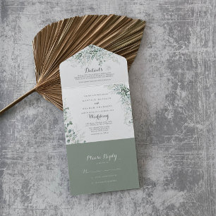 Invitation Tout En Un Verdure minimaliste Eucalyptus Mariage