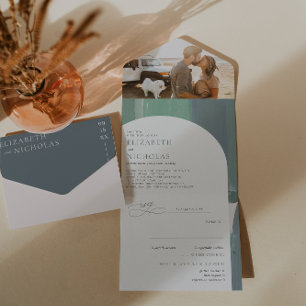 Invitation Tout En Un Verre de mer côtier   Mariage Bohème