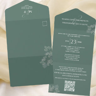 Invitation Tout En Un Vert simple moderne   QR Code RSVP