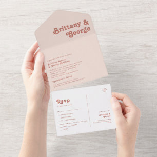 Invitation Tout En Un Vibes rétro simples   Sceau rose pâle et envoyer