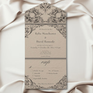 Invitation Tout En Un Victorienne Jusqu'À La Mort Dîner Noir & Tan