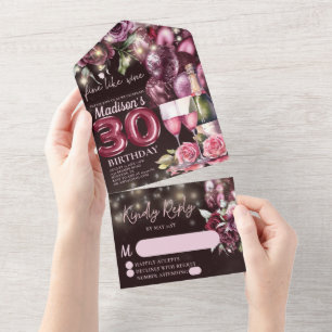Invitation Tout En Un Vin de luxe 30e anniversaire Rsvp