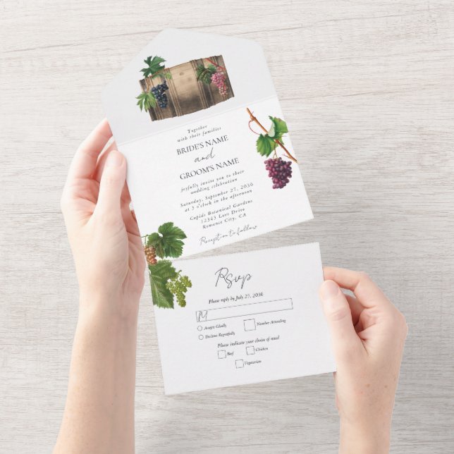 Invitation Tout En Un Vin rustique Barrel Vignoble Mariage (Déchirure)