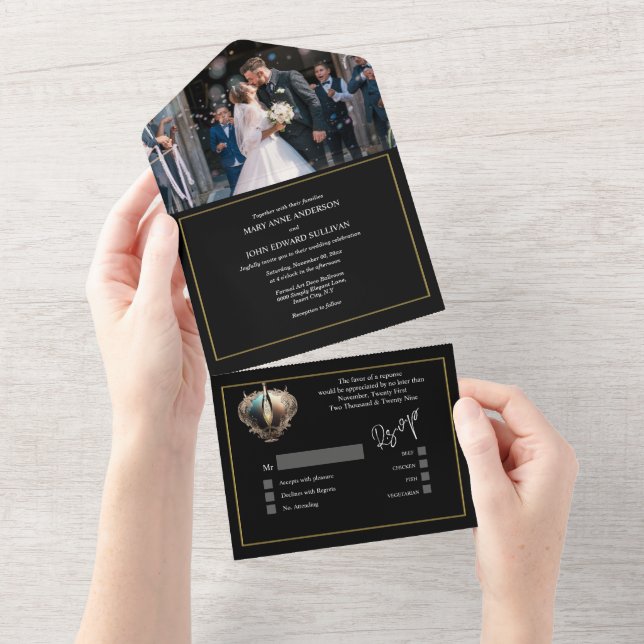 Invitation Tout En Un Vins pétillants couples photo renouvellements voeu (Déchirure)