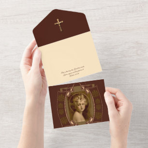Invitation Tout En Un Vintage Christ Enfant Jésus Écriture religieuse