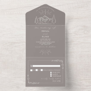 Invitation Tout En Un Vintage Mountain Rustique Améthyste RSVP