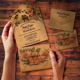Invitation Tout En Un Vintage Retro Classic Aquarelle Floral Mariage
