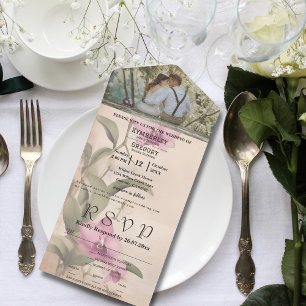Invitation Tout En Un Vintage Style Pink Orchid Photo Site Internet