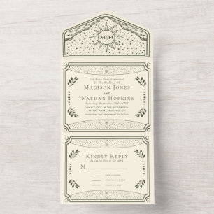 Invitation Tout En Un Vintage Tarot Gothique Mariage tout-en un Invitati