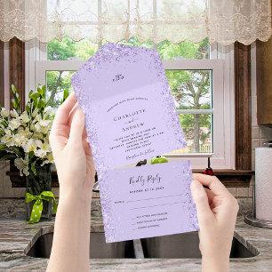Invitation Tout En Un Violet lavande confetti rsvp mariage