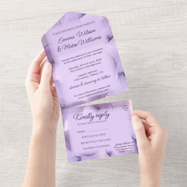 Invitation Tout En Un Violet violet violet moderne (Déchirure)