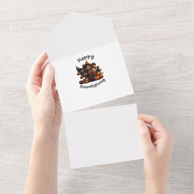 Invitation Tout En Un Vœux joyeux de Friendsgiving (Déchirure)