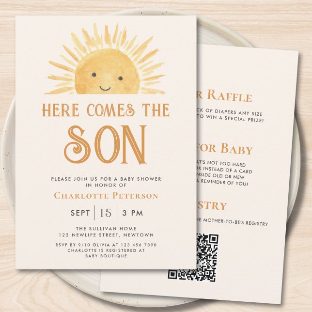 Invitation Tout En Un Voici Le Baby shower Fils (Créateur téléchargé)