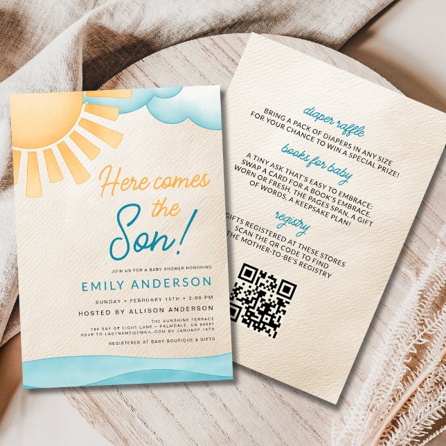 Invitation Tout en un Voici le Fils Baby Boy Shower (Créateur téléchargé)