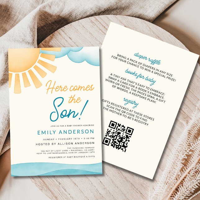 Invitation Tout en un Voici le Fils Baby Boy Shower (Créateur téléchargé)