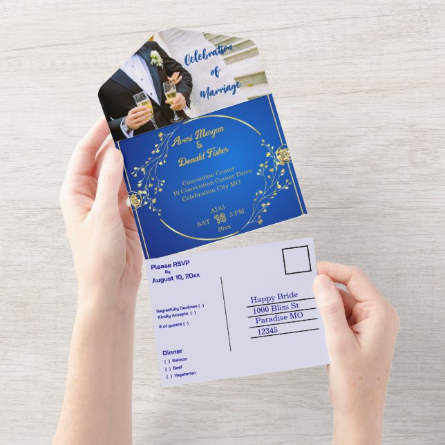 Invitation Tout En Un (Votre image) Événement Mariage personnalisé (Déchirure)