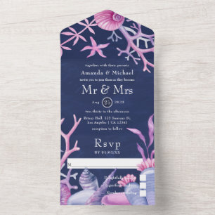 Invitation Tout En Un Watercolor Ocean Life Mariage