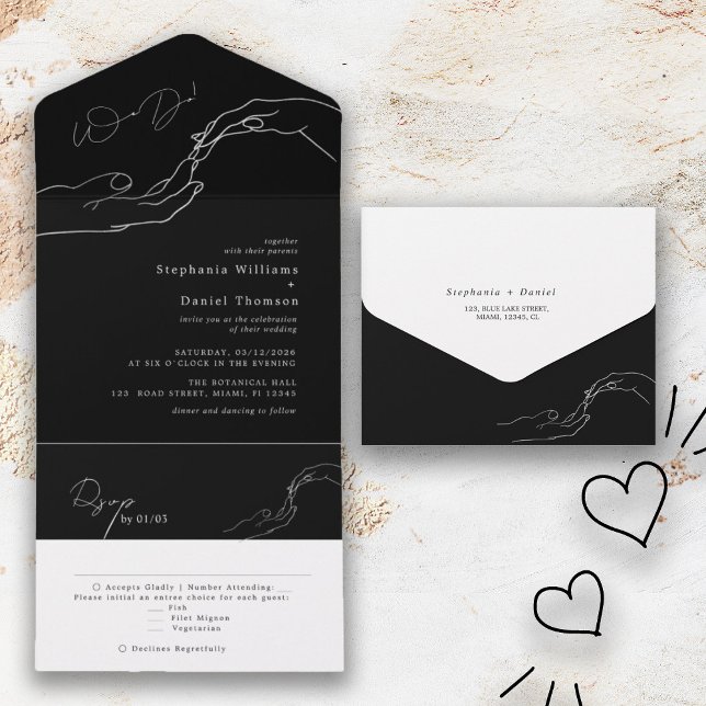 Invitation Tout En Un We Do Black and White Modern Wedding (Créateur téléchargé)