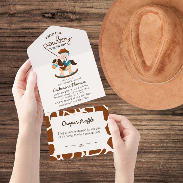 Invitation Tout En Un Western Cowboy Rocking Horse Boy Baby shower (Créateur téléchargé)