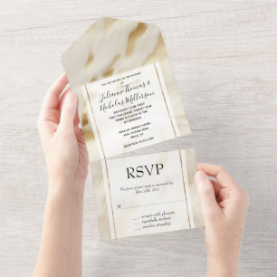 Invitation Tout En Un Western Cowgirl Cream Gold Cowhide