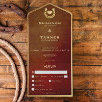 Western Horseshoe & Heart Dîner Bourgogne & Gold