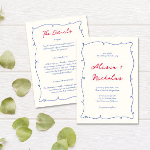 Invitation Tout en un Whimsical Bright Border Script Mariage