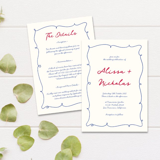 Invitation Tout en un Whimsical Bright Border Script Mariage (Créateur téléchargé)