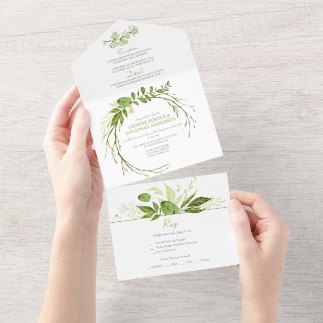Invitation Tout En Un Wildwood Botanical Rustic Wreath Mariage | (Déchirure)