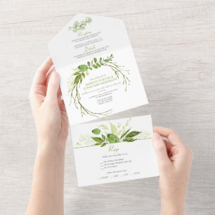 Invitation Tout En Un Wildwood Botanical Rustic Wreath Mariage  