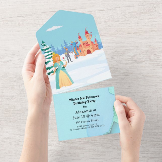 Invitation Tout En Un Winter Ice Princess Royal Anniversaire (Déchirure)